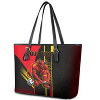 Personalized Belgium Soccer Red Devils Mascot Leather Tote Bag Royal Belgian Football Geometric Simple Style