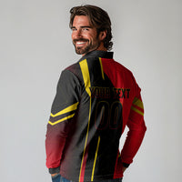 Personalized Belgium Soccer Red Devils Mascot Long Sleeve Polo Shirt Royal Belgian Football Geometric Simple Style