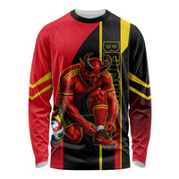 Personalized Belgium Soccer Red Devils Mascot Long Sleeve Shirt Royal Belgian Football Geometric Simple Style