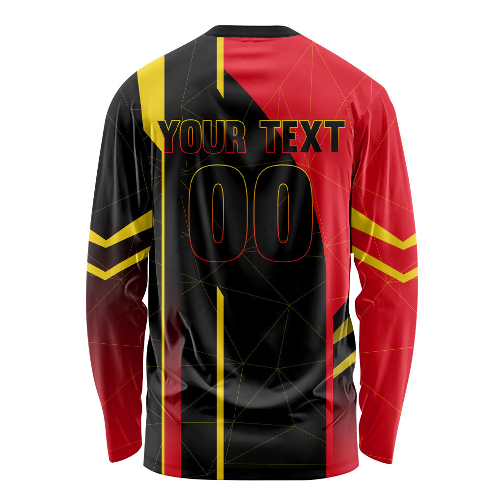 Personalized Belgium Soccer Red Devils Mascot Long Sleeve Shirt Royal Belgian Football Geometric Simple Style