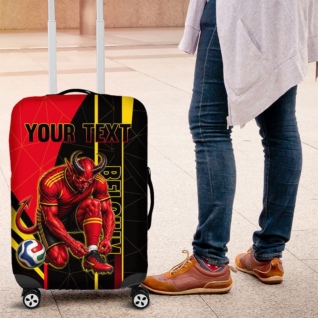 Personalized Belgium Soccer Red Devils Mascot Luggage Cover Royal Belgian Football Geometric Simple Style