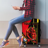 Personalized Belgium Soccer Red Devils Mascot Luggage Cover Royal Belgian Football Geometric Simple Style