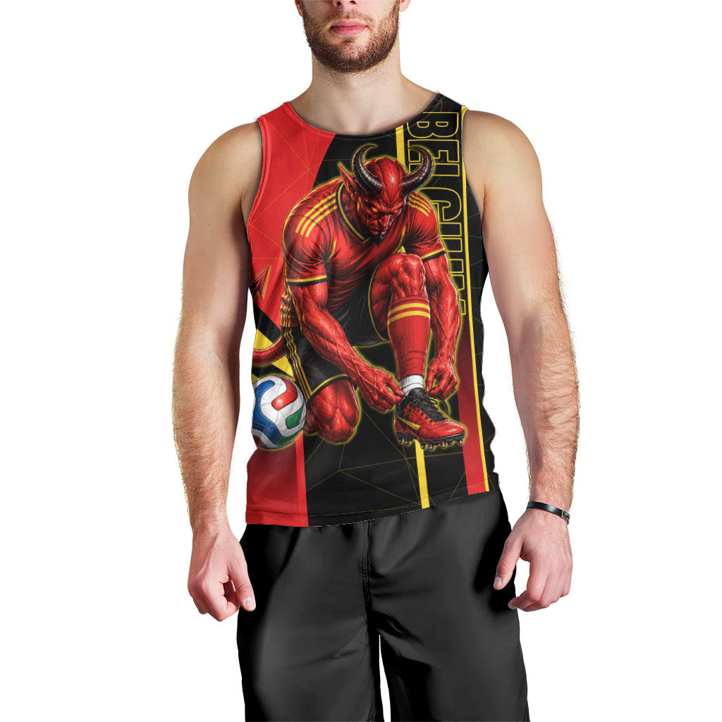 Personalized Belgium Soccer Red Devils Mascot Men Tank Top Royal Belgian Football Geometric Simple Style