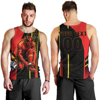 Personalized Belgium Soccer Red Devils Mascot Men Tank Top Royal Belgian Football Geometric Simple Style