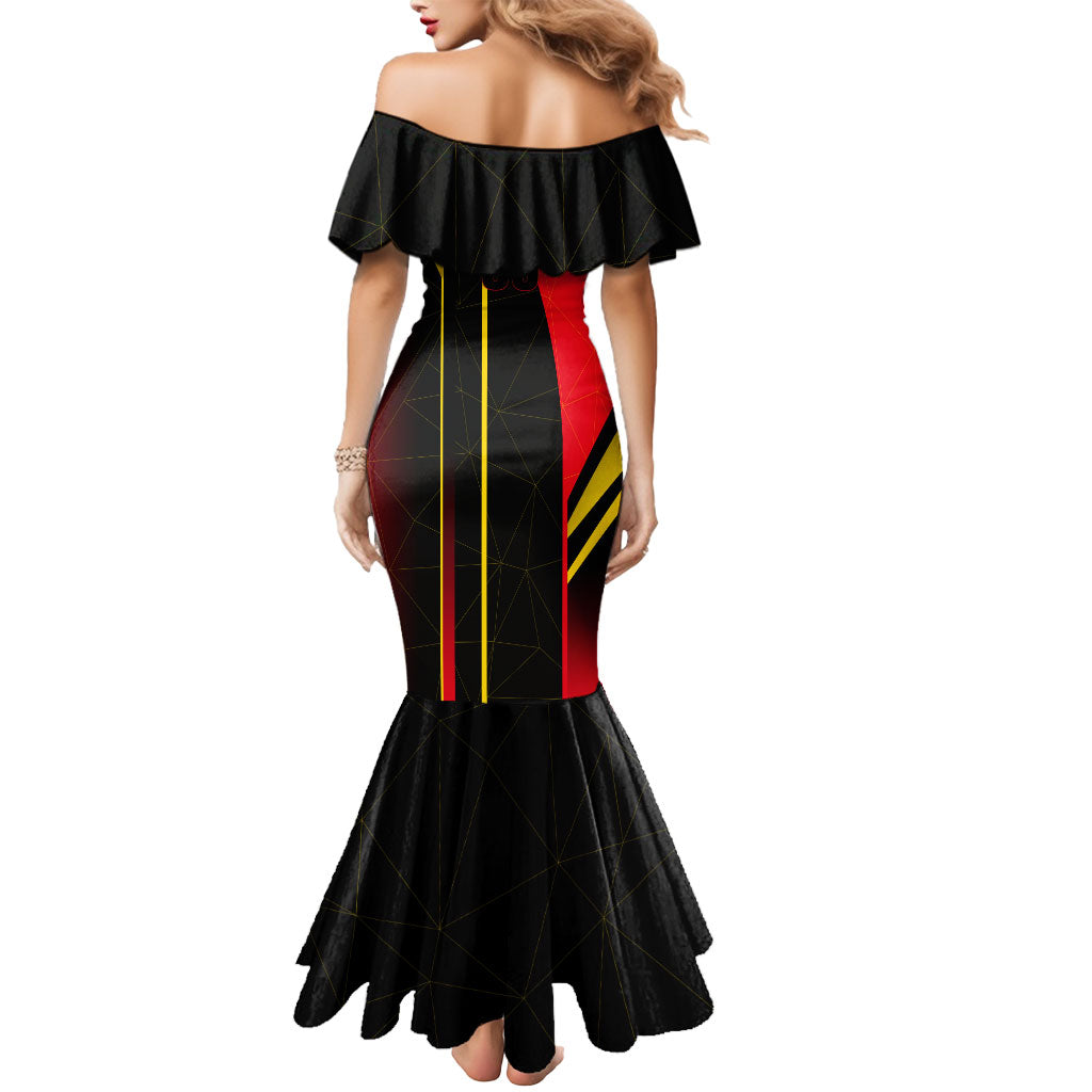 Personalized Belgium Soccer Red Devils Mascot Mermaid Dress Royal Belgian Football Geometric Simple Style