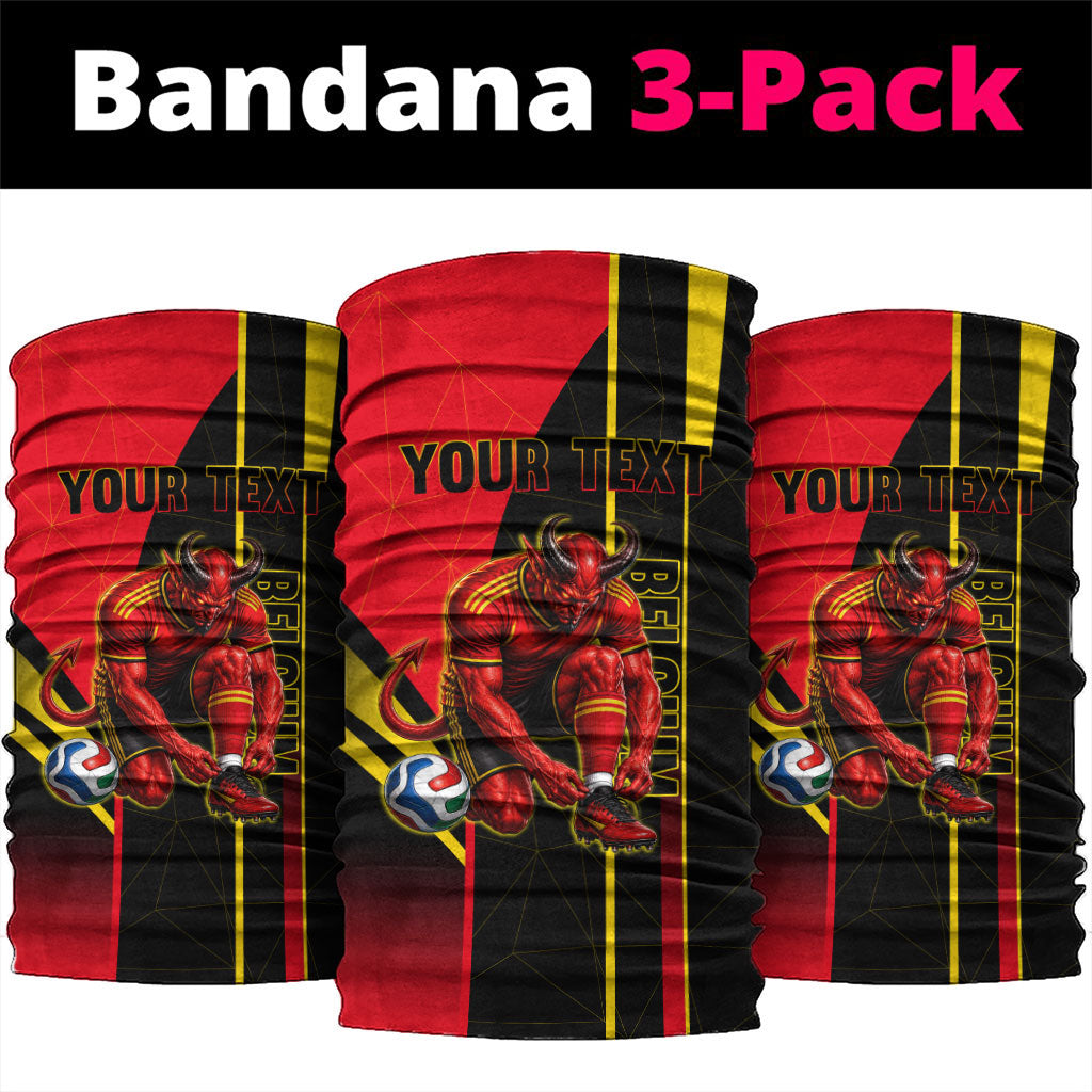 Personalized Belgium Soccer Red Devils Mascot Neck Gaiter Royal Belgian Football Geometric Simple Style