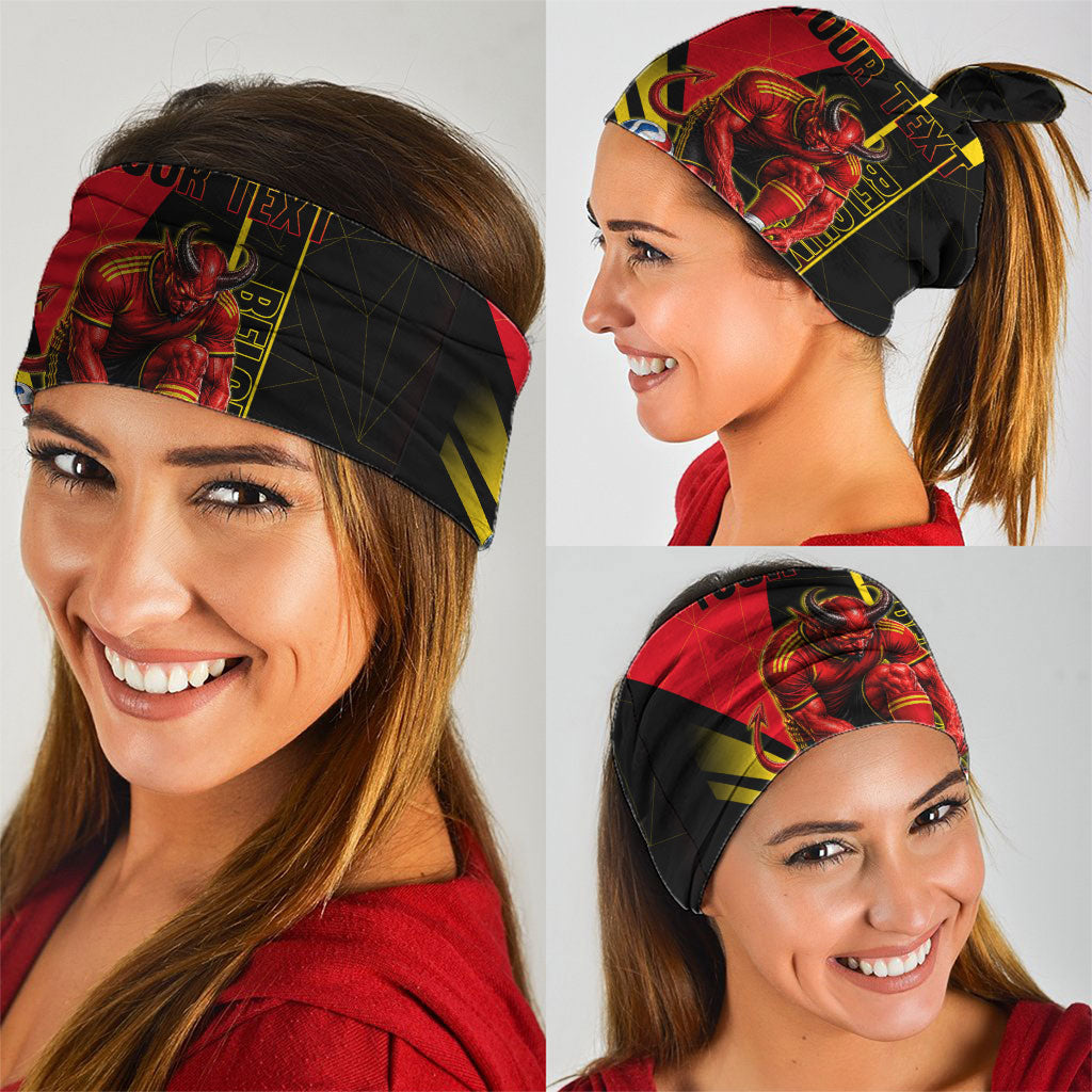 Personalized Belgium Soccer Red Devils Mascot Neck Gaiter Royal Belgian Football Geometric Simple Style