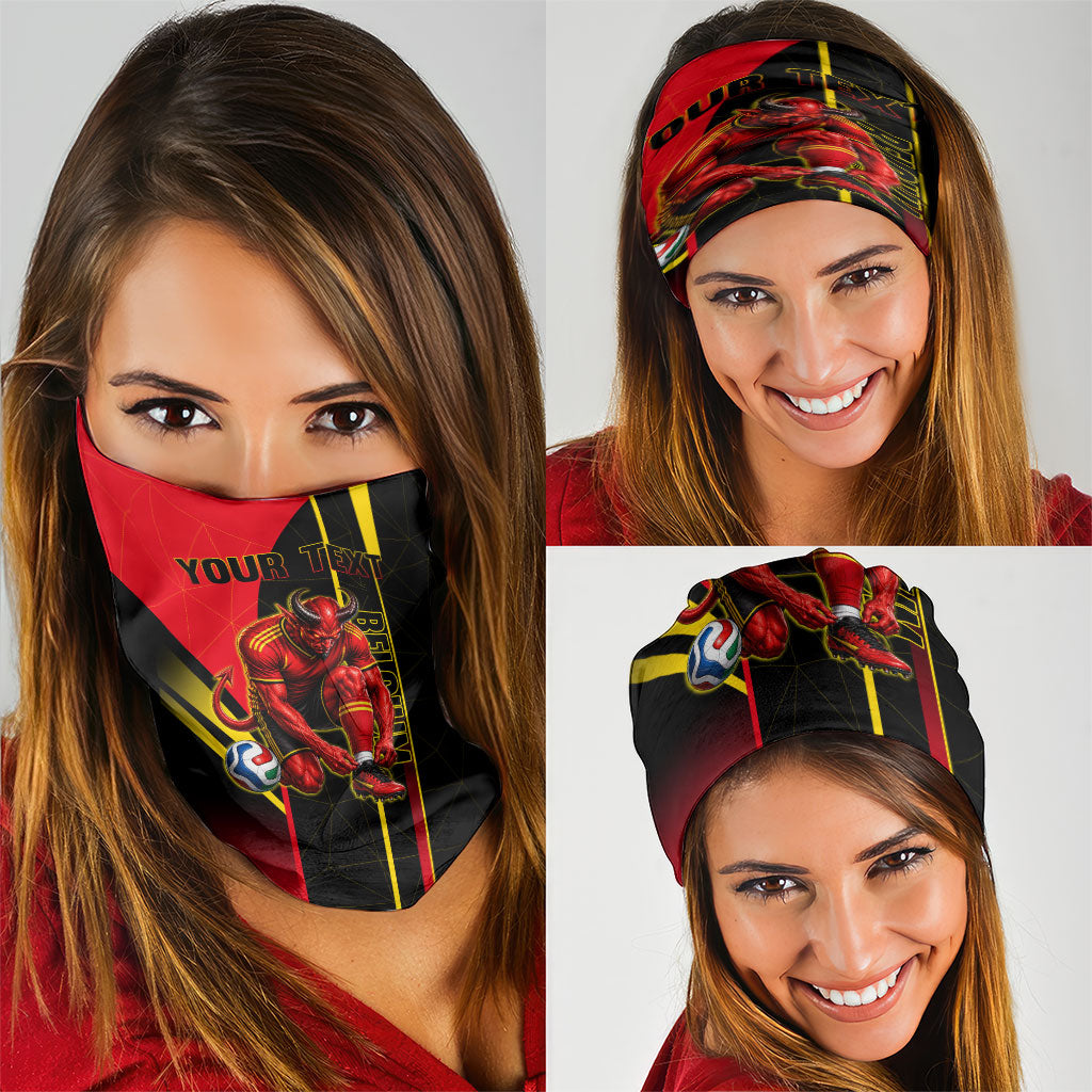 Personalized Belgium Soccer Red Devils Mascot Neck Gaiter Royal Belgian Football Geometric Simple Style