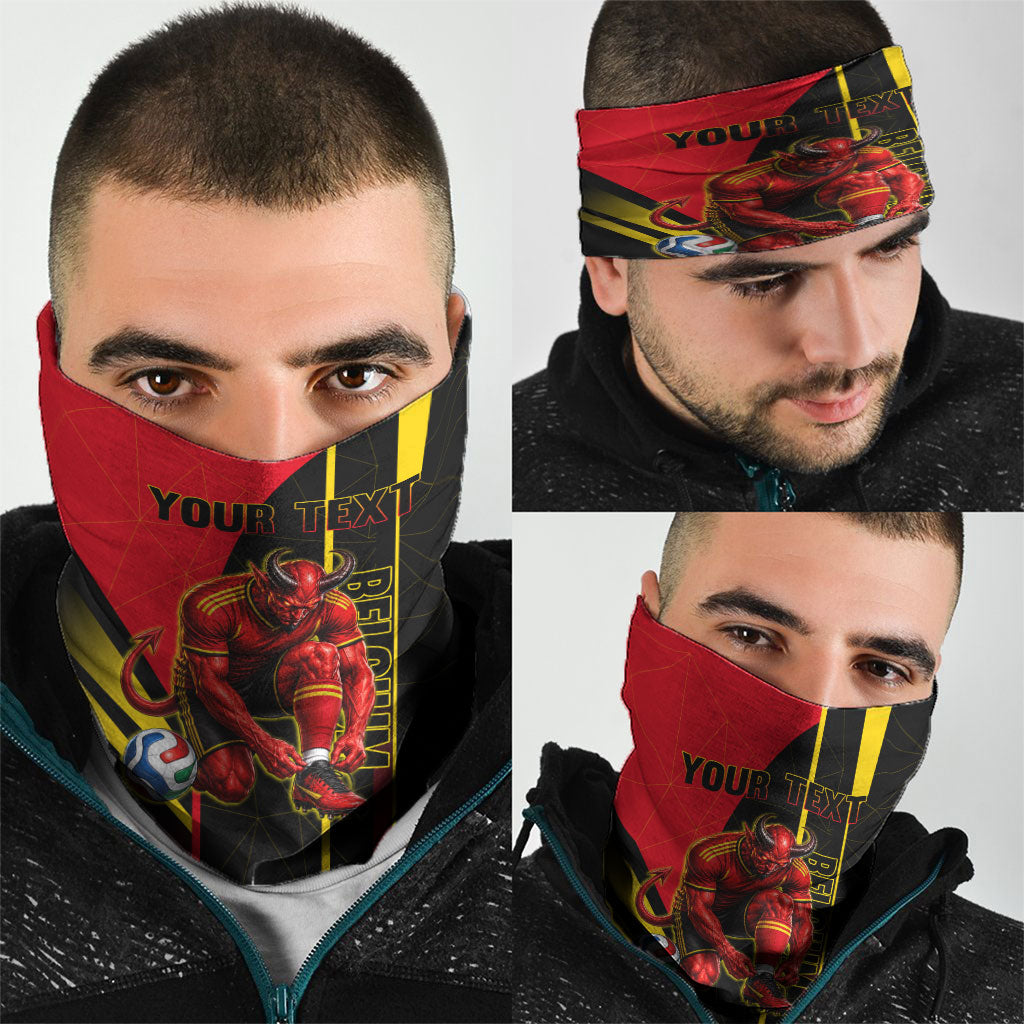 Personalized Belgium Soccer Red Devils Mascot Neck Gaiter Royal Belgian Football Geometric Simple Style