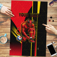 Personalized Belgium Soccer Red Devils Mascot Puzzle Royal Belgian Football Geometric Simple Style