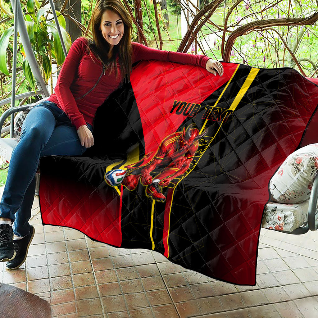 Personalized Belgium Soccer Red Devils Mascot Quilt Royal Belgian Football Geometric Simple Style