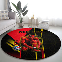 Personalized Belgium Soccer Red Devils Mascot Round Carpet Royal Belgian Football Geometric Simple Style
