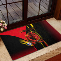 Personalized Belgium Soccer Red Devils Mascot Rubber Doormat Royal Belgian Football Geometric Simple Style