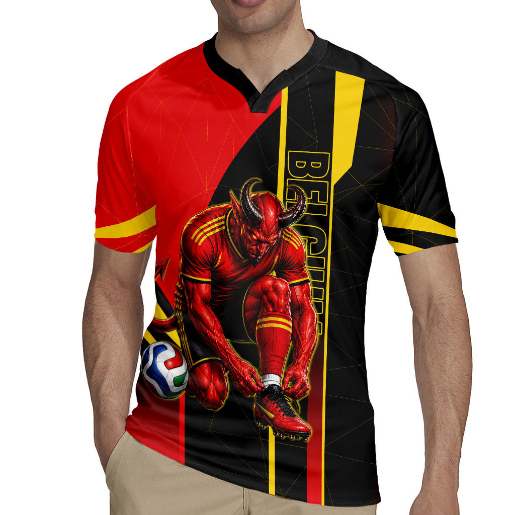 Personalized Belgium Soccer Red Devils Mascot Rugby Jersey Royal Belgian Football Geometric Simple Style