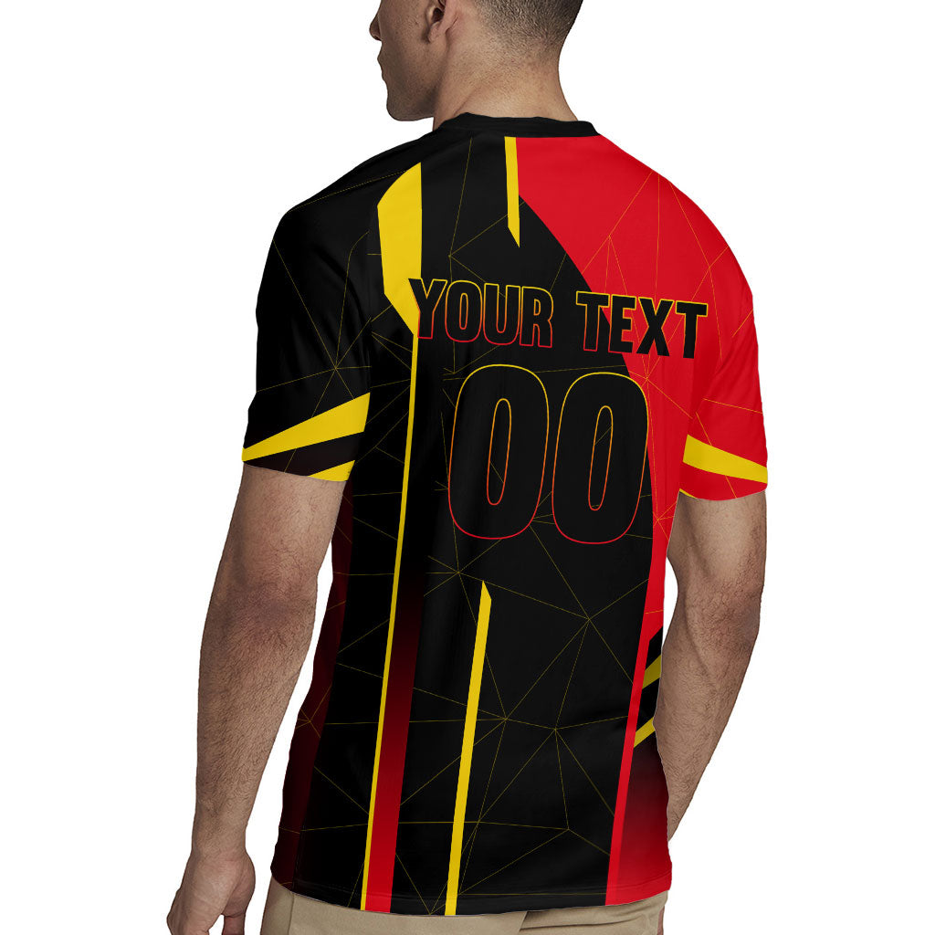 Personalized Belgium Soccer Red Devils Mascot Rugby Jersey Royal Belgian Football Geometric Simple Style