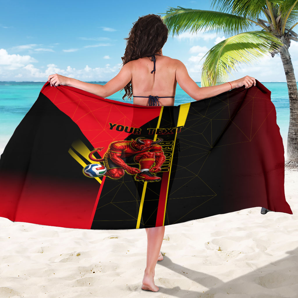 Personalized Belgium Soccer Red Devils Mascot Sarong Royal Belgian Football Geometric Simple Style