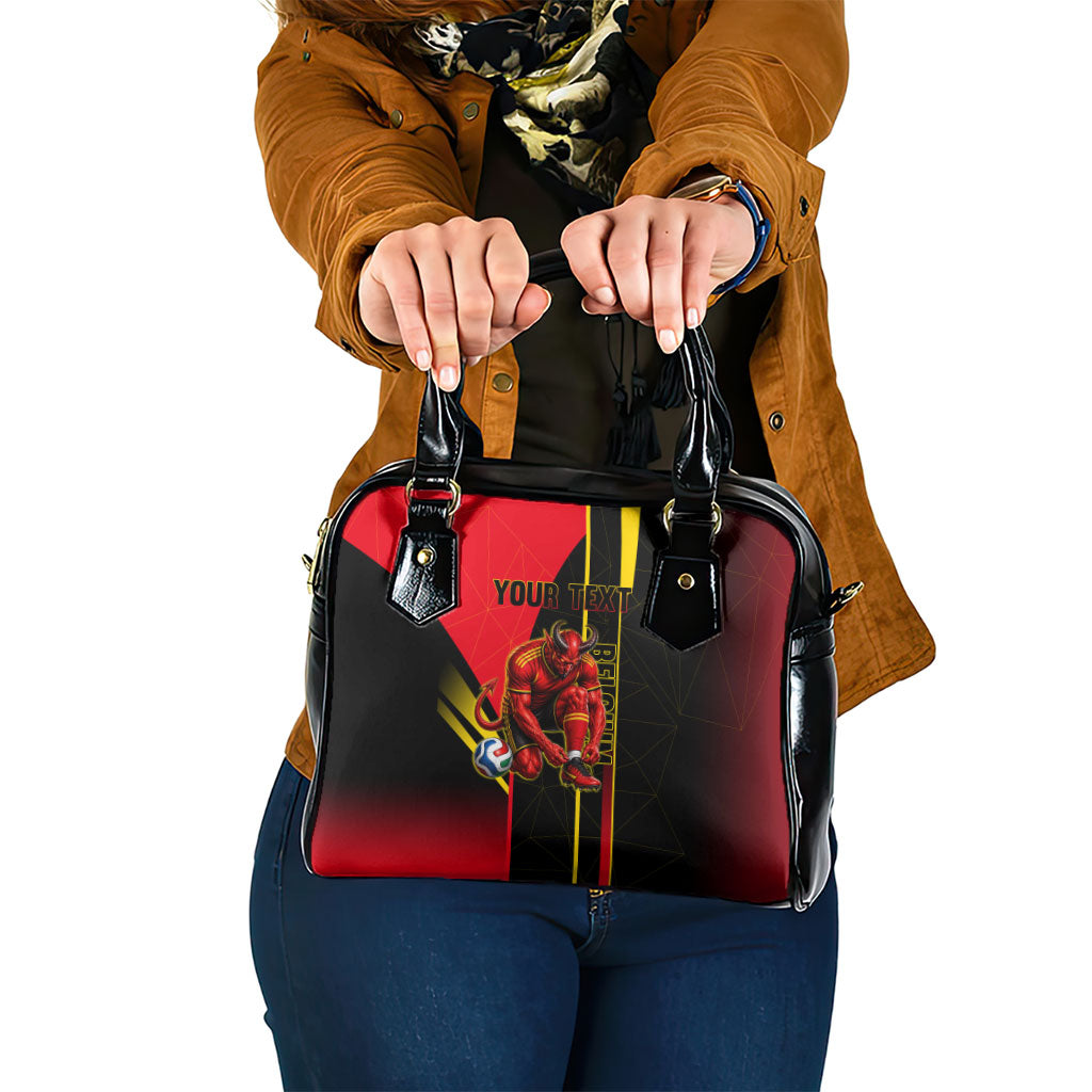 Personalized Belgium Soccer Red Devils Mascot Shoulder Handbag Royal Belgian Football Geometric Simple Style