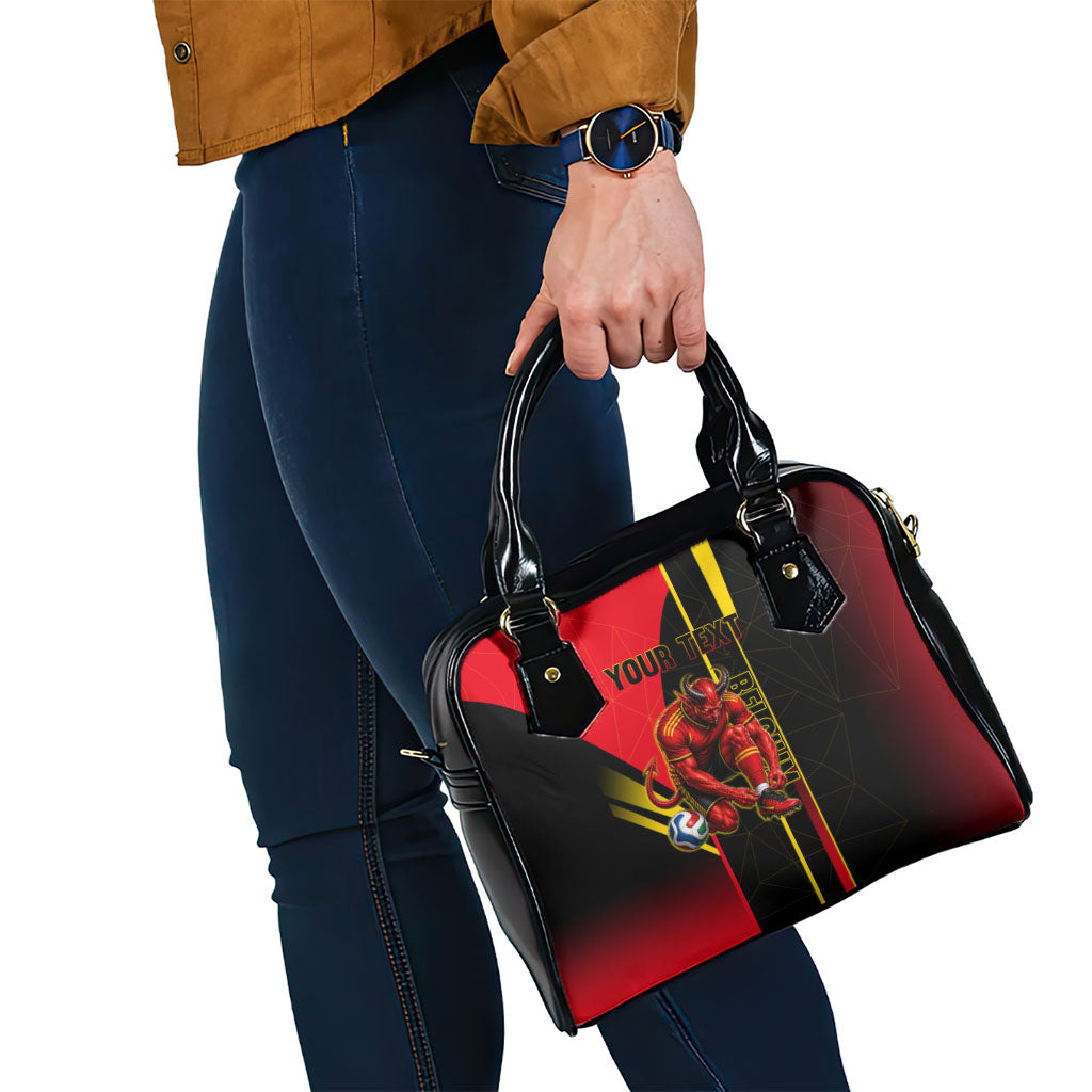Personalized Belgium Soccer Red Devils Mascot Shoulder Handbag Royal Belgian Football Geometric Simple Style