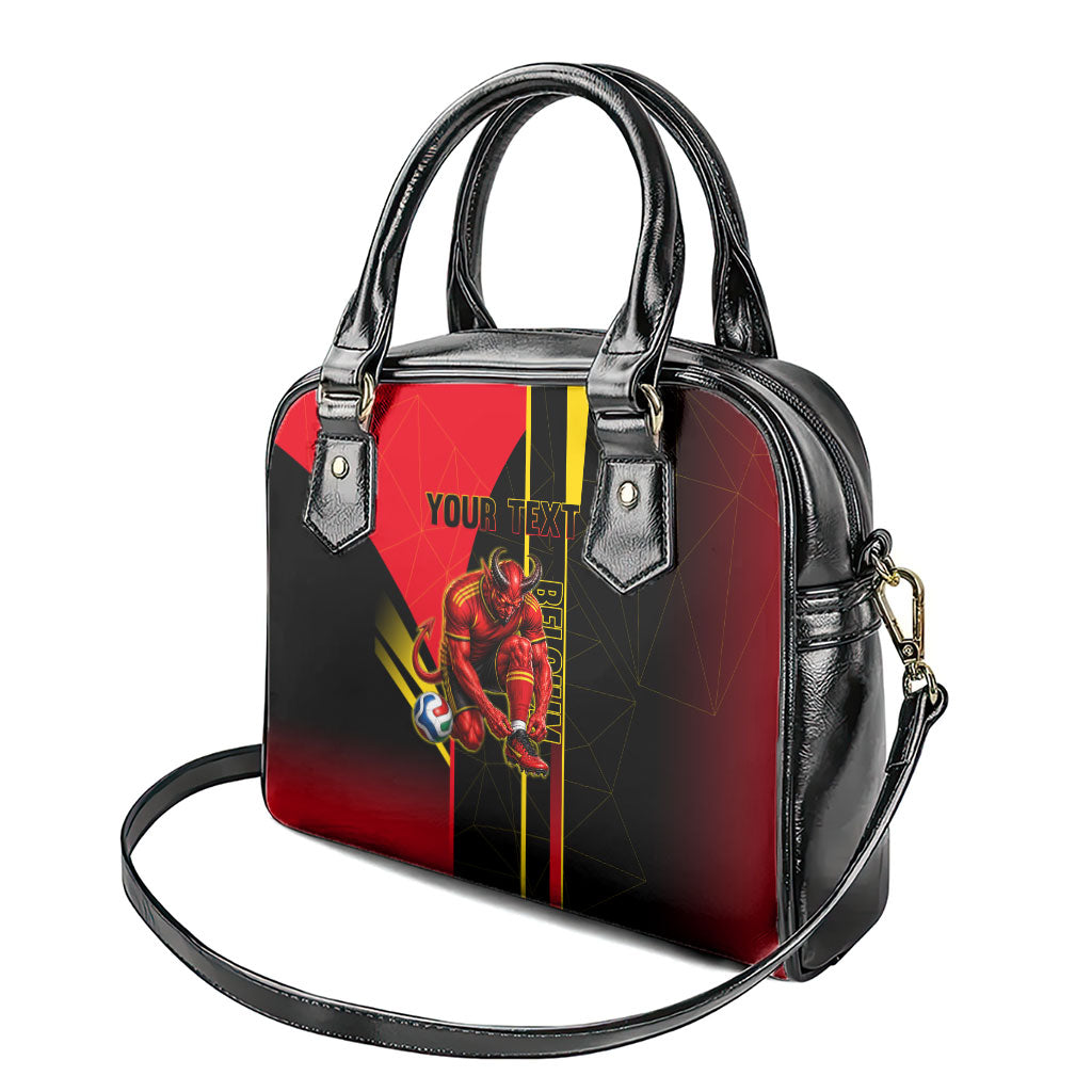 Personalized Belgium Soccer Red Devils Mascot Shoulder Handbag Royal Belgian Football Geometric Simple Style