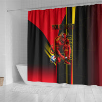 Personalized Belgium Soccer Red Devils Mascot Shower Curtain Royal Belgian Football Geometric Simple Style