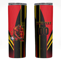 Personalized Belgium Soccer Red Devils Mascot Skinny Tumbler Royal Belgian Football Geometric Simple Style