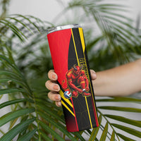Personalized Belgium Soccer Red Devils Mascot Skinny Tumbler Royal Belgian Football Geometric Simple Style