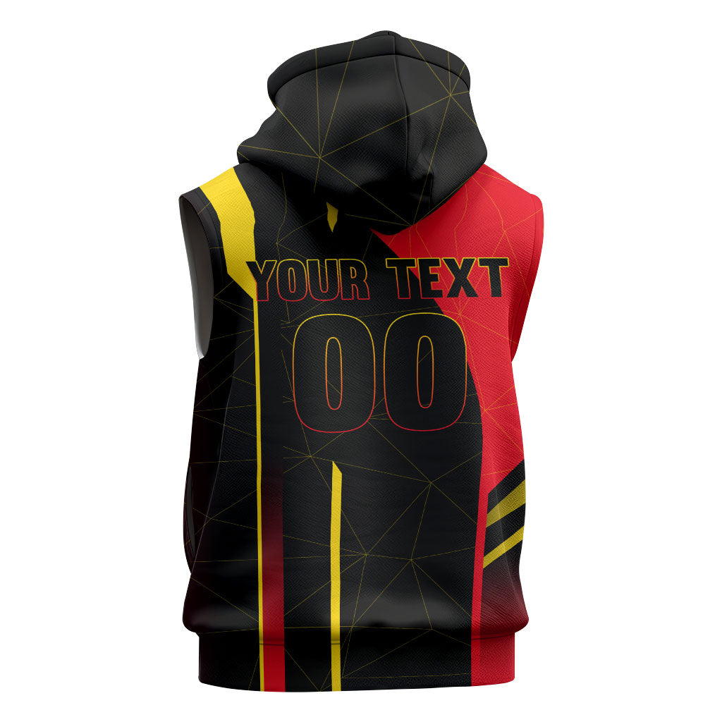 Personalized Belgium Soccer Red Devils Mascot Sleeveless Hoodie Royal Belgian Football Geometric Simple Style