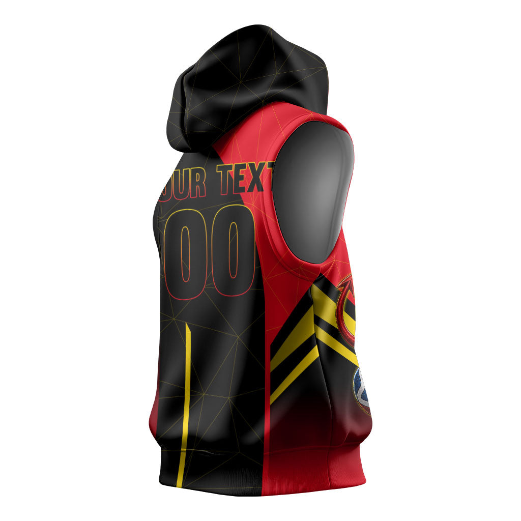 Personalized Belgium Soccer Red Devils Mascot Sleeveless Hoodie Royal Belgian Football Geometric Simple Style
