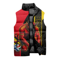 Personalized Belgium Soccer Red Devils Mascot Sleeveless Puffer Jacket Royal Belgian Football Geometric Simple Style