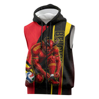 Personalized Belgium Soccer Red Devils Mascot Sleeveless Zip Hoodie Royal Belgian Football Geometric Simple Style