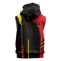 Personalized Belgium Soccer Red Devils Mascot Sleeveless Zip Hoodie Royal Belgian Football Geometric Simple Style