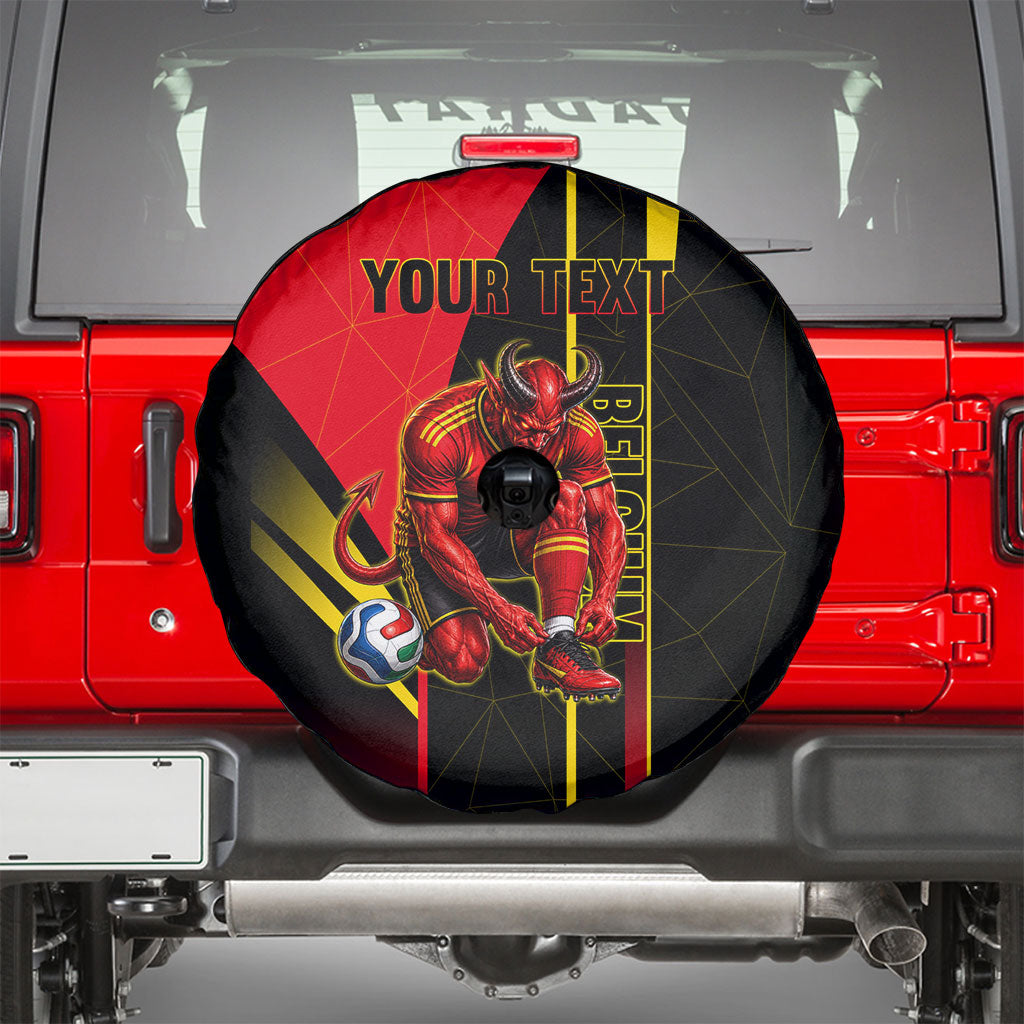 Personalized Belgium Soccer Red Devils Mascot Spare Tire Cover Royal Belgian Football Geometric Simple Style
