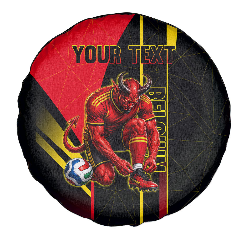 Personalized Belgium Soccer Red Devils Mascot Spare Tire Cover Royal Belgian Football Geometric Simple Style