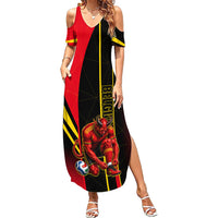 Personalized Belgium Soccer Red Devils Mascot Summer Maxi Dress Royal Belgian Football Geometric Simple Style