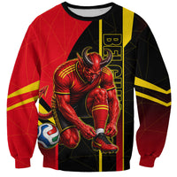 Personalized Belgium Soccer Red Devils Mascot Sweatshirt Royal Belgian Football Geometric Simple Style