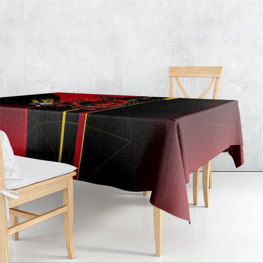 Personalized Belgium Soccer Red Devils Mascot Tablecloth Royal Belgian Football Geometric Simple Style