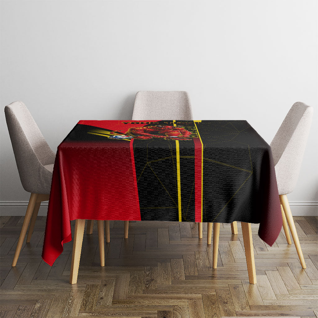 Personalized Belgium Soccer Red Devils Mascot Tablecloth Royal Belgian Football Geometric Simple Style