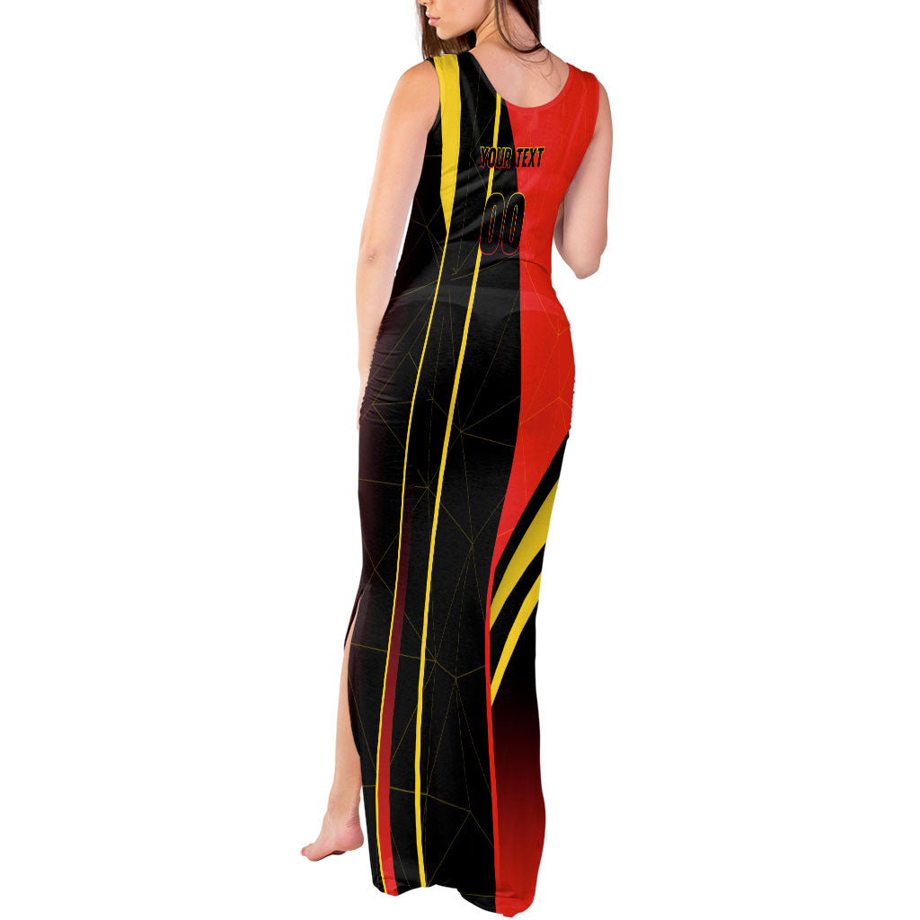 Personalized Belgium Soccer Red Devils Mascot Tank Maxi Dress Royal Belgian Football Geometric Simple Style