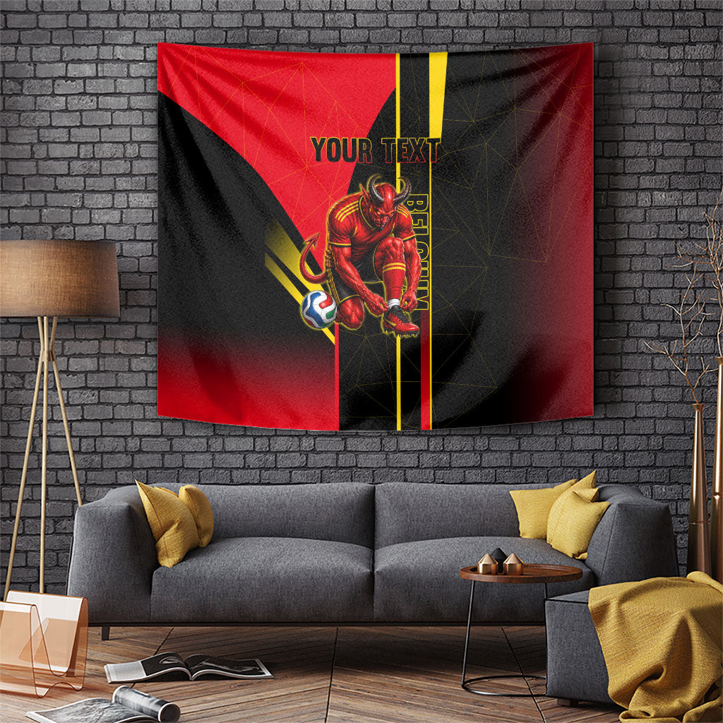Personalized Belgium Soccer Red Devils Mascot Tapestry Royal Belgian Football Geometric Simple Style