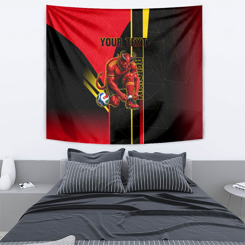 Personalized Belgium Soccer Red Devils Mascot Tapestry Royal Belgian Football Geometric Simple Style