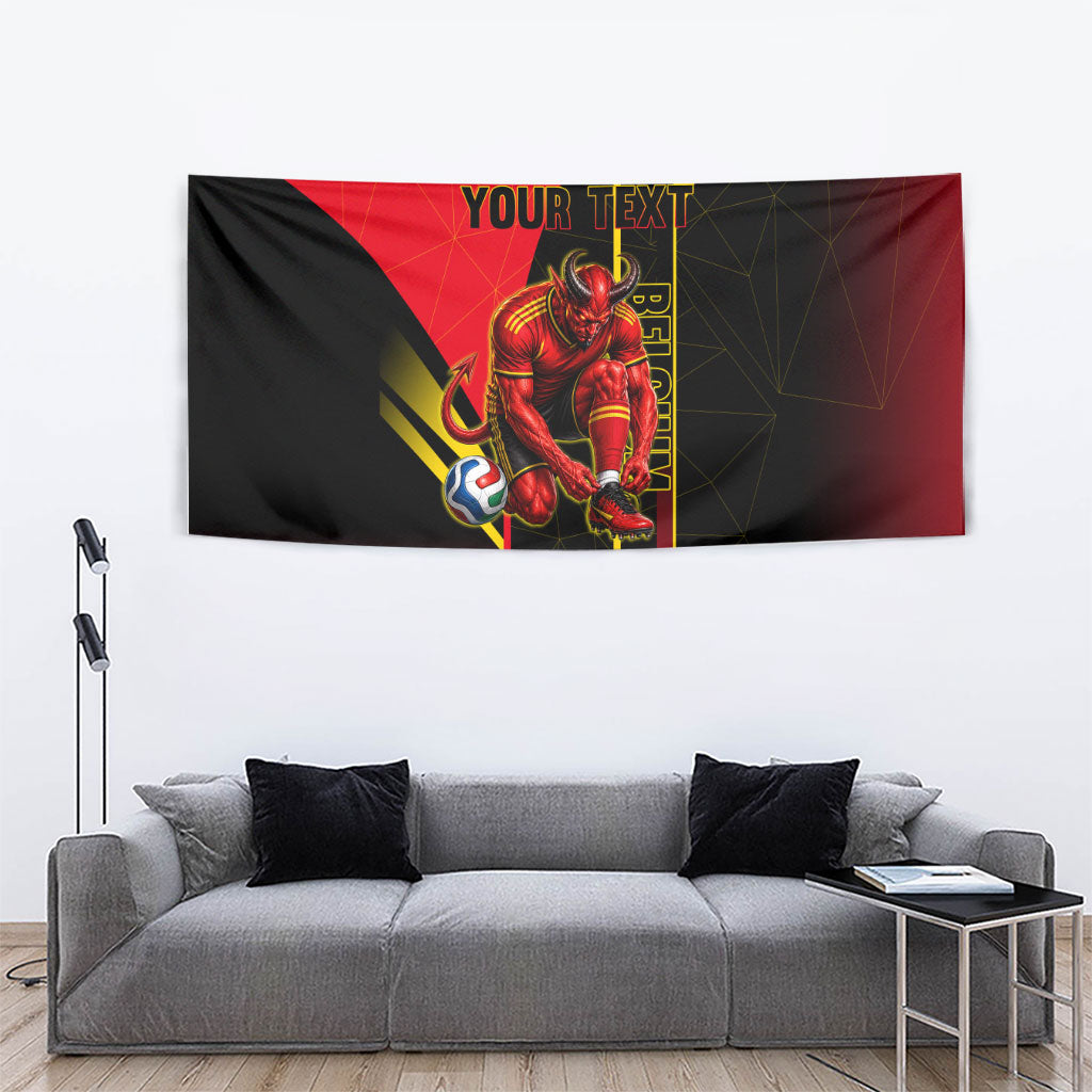 Personalized Belgium Soccer Red Devils Mascot Tapestry Royal Belgian Football Geometric Simple Style