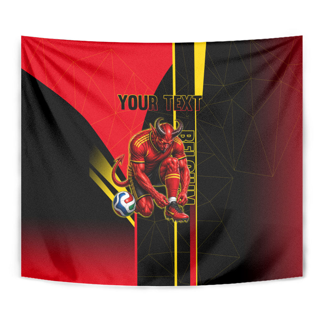 Personalized Belgium Soccer Red Devils Mascot Tapestry Royal Belgian Football Geometric Simple Style