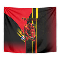 Personalized Belgium Soccer Red Devils Mascot Tapestry Royal Belgian Football Geometric Simple Style