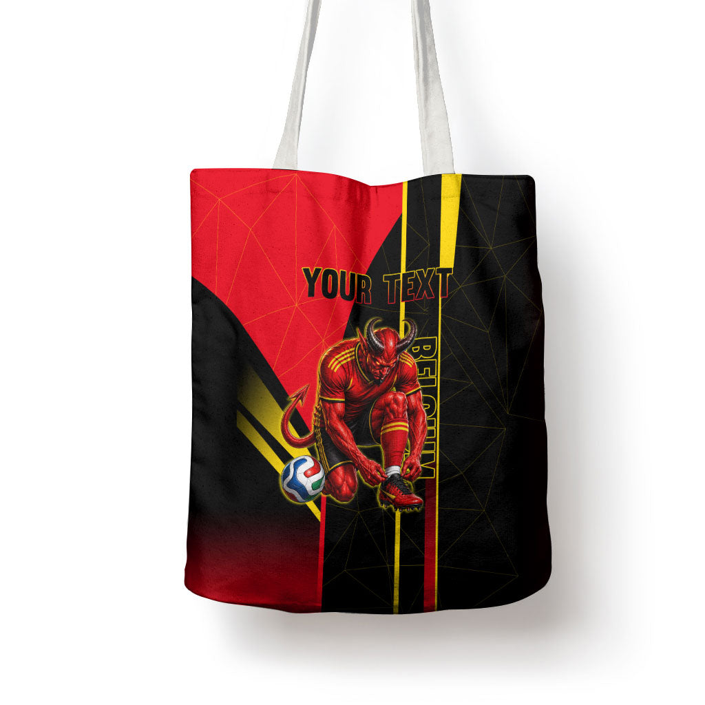 Personalized Belgium Soccer Red Devils Mascot Tote Bag Royal Belgian Football Geometric Simple Style