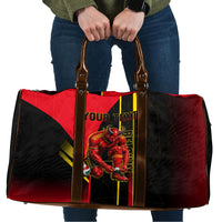 Personalized Belgium Soccer Red Devils Mascot Travel Bag Royal Belgian Football Geometric Simple Style