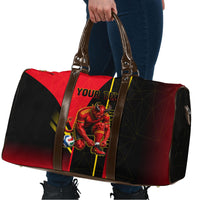 Personalized Belgium Soccer Red Devils Mascot Travel Bag Royal Belgian Football Geometric Simple Style