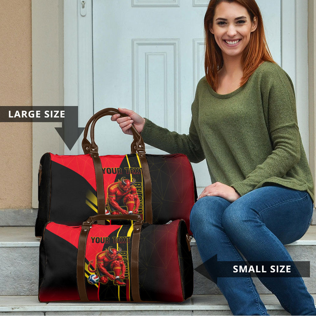 Personalized Belgium Soccer Red Devils Mascot Travel Bag Royal Belgian Football Geometric Simple Style
