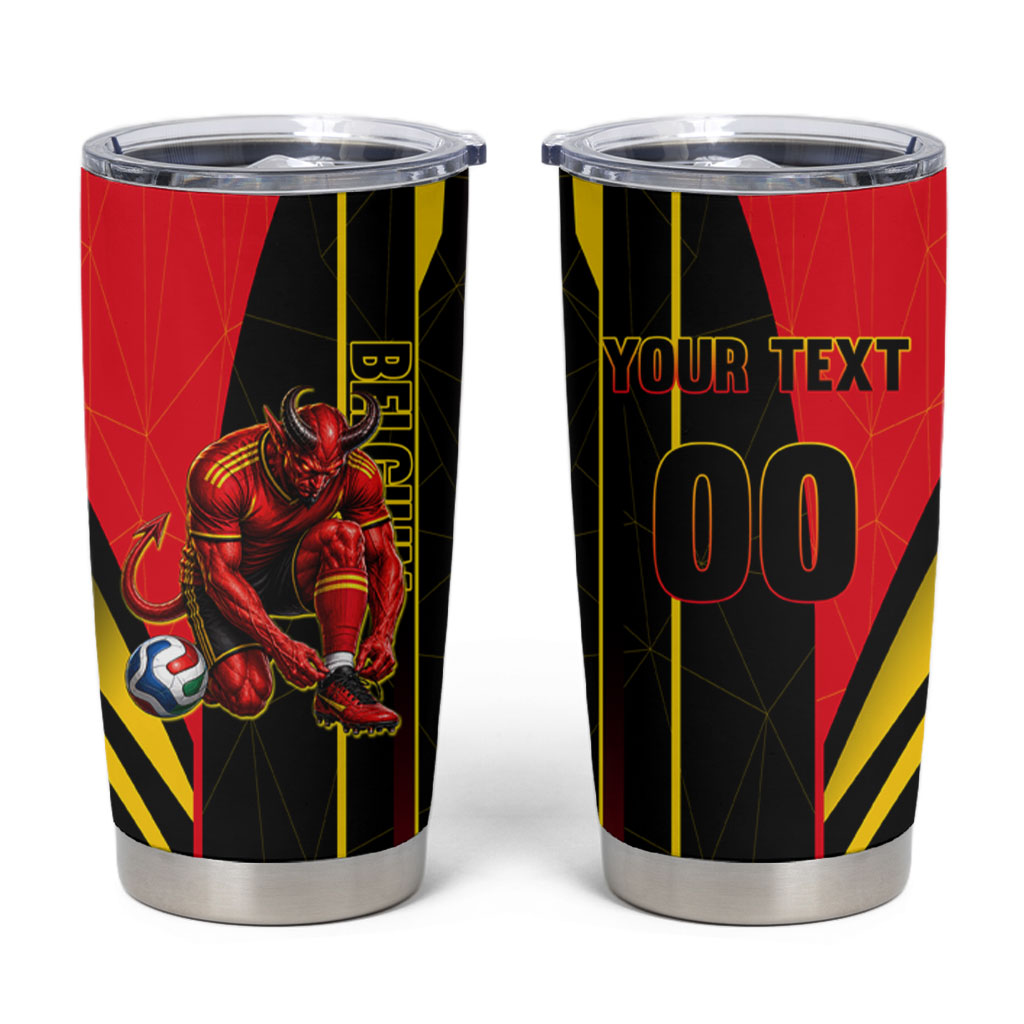 Personalized Belgium Soccer Red Devils Mascot Tumbler Cup Royal Belgian Football Geometric Simple Style