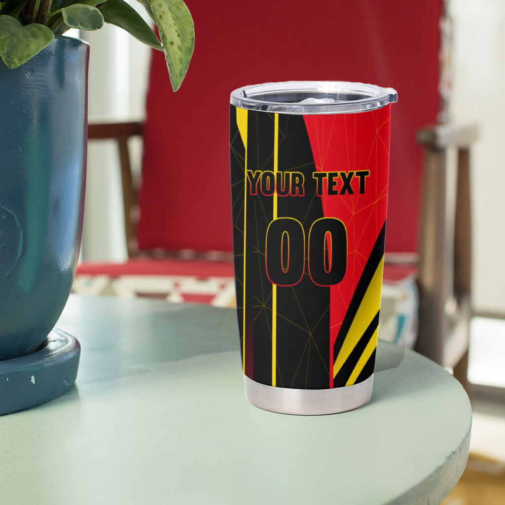 Personalized Belgium Soccer Red Devils Mascot Tumbler Cup Royal Belgian Football Geometric Simple Style