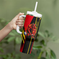 Personalized Belgium Soccer Red Devils Mascot Tumbler With Handle Royal Belgian Football Geometric Simple Style